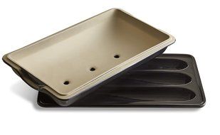 Emile Henry Ceramic Baguette Baker Charcoal, Mure &amp; Peyrot Longuet Lame, Couche Proofing Cloth 23.5 x 35.5, Bundle N2