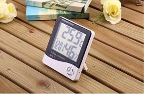 HPYP Indoor Digital Humidity Meter Hygrometer Monitor Thermometer Large LCD Digital Display and Alarm Clock