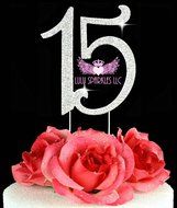 Lulu Sparkles LLC Number&quot;15&quot; Quinceanera Party Cake topper in Rhinestones Large size