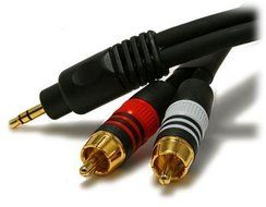 Quality 35 feet Shielded 3.5mm Stereo Y Adapter to 2 Rca's Cable 22 awg for Connecting Laptops/mp3 Players to...