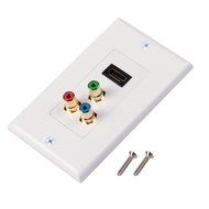 TNP HDMI + 3RCA Wall Plate - 4k Ultra HD UHD 1080P Full HD Compatible &amp; Gold Plated RCA Component Composite Video... N3