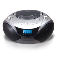 AXESS PB2708 Portable MP3/CD Player with AM/FM Radio Boombox with Aux Jack (Silver) N3