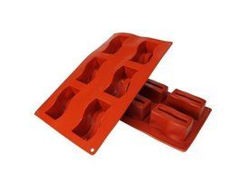 NY Cake Silicone Baking Mold- Rectangular Wave 6 Cavities.