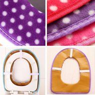 Spritech(TM) Soft Bathroom Warmer Washable Velveteen Cartoon Pattern Toilet Seat Cover Pads Color Random N9