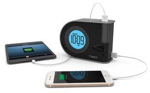 Timex T402BC Dual Charging INDIGLO Dual Alarm Clock with USB Charging Plus Removable Rechargeable Battery Pack N3