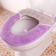 Spritech(TM) Soft Bathroom Warmer Washable Velveteen Cartoon Pattern Toilet Seat Cover Pads Color Random N11