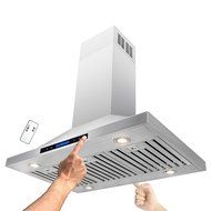 AKDY&reg; 36" Stainless Steel Island Mount Dual LED Touch Control Panel Kitchen Range Hood w/ Remote