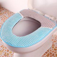 Spritech(TM) Soft Bathroom Warmer Washable Velveteen Cartoon Pattern Toilet Seat Cover Pads Color Random N12