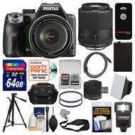 Pentax K-70 All Weather Wi-Fi Digital Camera &amp; 18-135mm WR Lens (Black) with 55-300mm Lens + 64GB Card + Case... N5