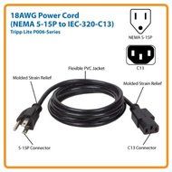 Tripp Lite Standard Computer Power Cord 10A,18AWG (NEMA 5-15P to IEC-320-C13) 3-ft.(P006-003) N2