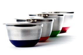 Stainless Steel German Mixing Bowl 4 Pc set w/ Non-Skid Silicone Base (MultiColor Bottoms) N2