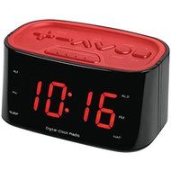 AM/FM clock radio with large LED Digit display, Digital Tuning, Black N3