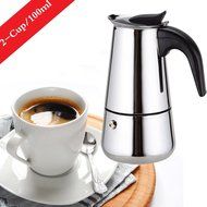 6-Cup Stovetop Espresso Maker Italian Moka Coffee Pot - Best Polished Stainless Steel Coffee Percolator with Permanent... N4