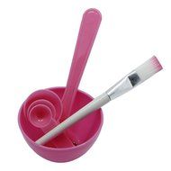 MEXUD-New 4 in 1 Makeup Beauty DIY Facial Face Mask Bowl Brush Spoon Stick Tool Set (Hot pink) N2