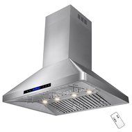 AKDY 36" Stainless Steel Island Mount LED Display Touch Control Kitchen Cooking Fan Range Hood