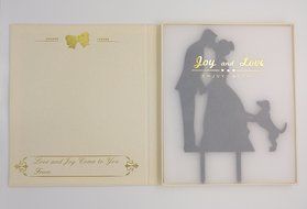 LOVENJOY with Gift Box Kissing Bride Groom Couple and Big Dog Animal Silhouette Wedding Cake Decoration Topper... N2