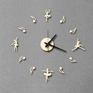MuLuo Music Ballet Girl Wall Clock DIY Acrylic Mirror Wall Stickers Watches Home Decor Clock black N4