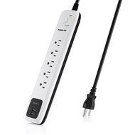Poweradd 5-Outlet Surge Protector Power Strip 6ft Cord with Dual Smart USB Ports for TV, Laptop, Computer, Hair... N4