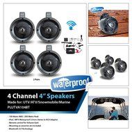 Pyle PLUTVA102 Waterproof Dual Wakeboard Speaker and Amplifier Sound System Kit, Includes (2) 4&#039;&#039; Marine Grade... N8