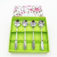 YOHA Creative Floral Coffee Spoon Delicate Teaspoon Sugar Dessert Spoon Ice Cream Spoon Scoop(4 pcs,B) N10