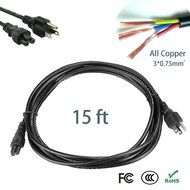 [All Copper Gurantee] Elivebuy&reg; 15 Ft U.S. Standard 3-Prong Mickey Mouse Style AC Laptop Power Cord Cable For...