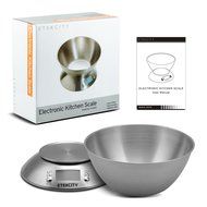 Etekcity 11lb/5kg Digital Kitchen Food Bowl Scale Stainless Steel Alarm Timer