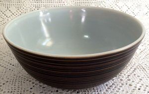 RARE Vintage Pyrex Glass Terra Yellow &amp; Black/Brown 404 Mixing Bowl