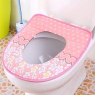Spritech(TM) Soft Bathroom Warmer Washable Velveteen Cartoon Pattern Toilet Seat Cover Pads Color Random N13