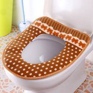 Spritech(TM) Soft Bathroom Warmer Washable Velveteen Cartoon Pattern Toilet Seat Cover Pads Color Random N15