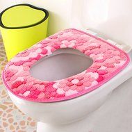 Spritech(TM) Soft Bathroom Warmer Washable Velveteen Cartoon Pattern Toilet Seat Cover Pads Color Random N17