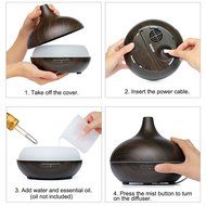 SMALI 300ml Aromatherapy Essential Oil Diffuser, Wood Grain, 7 Colors Changing LED Night Light for Office Home... N7