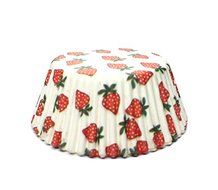 Red &amp; White Strawberry Print Standard Size Cupcake Liners | 25 pieces