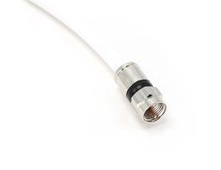25' feet white RG6 coax, coaxial cable with two male F-pin Male connectors N5