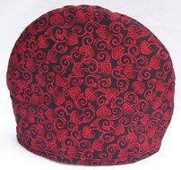 Handmade Red and Black Toile Print Fabric Tea Cozy Lined and Padded Cosy