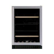 14 Bottle Dual Zone Wine Refrigerator Finish: Black Cabinet With Stainless Frame Glass Door, Hinge Location: Right...