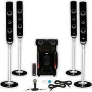 Acoustic Audio AAT1000 Tower 5.1 Speaker System with USB Bluetooth Mic and 2 Extension Cables