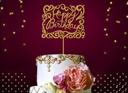 Happy Birthday Cake Topper - Fabulous Gold Glitter Cake Topper - Cake Decoration - Birthday Cake Topper For Her...