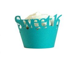 All About Details Teal Sweet 16 Cupcake Wrappers, Set of 12 N2