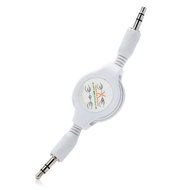 Conwork 2-Pack Auxiliary Retractable 3.5mm Male to Male Stereo Audio Extension Cable Cord (1 Black + 1 White) N5