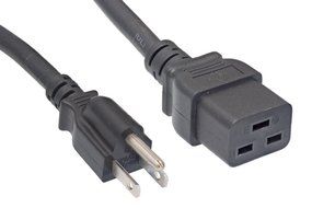 Cablelera North American Power Cord Extension, NEMA 5-15P to C19, 3', 14 AWG, 15A, 125V (ZWACPFAC-03)