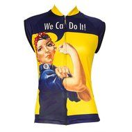 Retro Two Women&#039;s Rosie the Riveter Sleeveless Jersey M Yellow, Blue