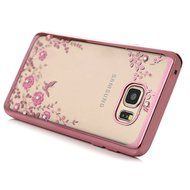 Note 5 Case,Samsung Galaxy Note 5 Case - Badalink Clear Soft TPU Case with Bling Shiny Diamonds Elegant Pink Flowers...