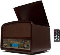TechPlay TCP9560 BN High Power 20W Retro Wooden 3 Speed Bluetooth Turntable with CD Player, AM/FM Radio, USB... N2