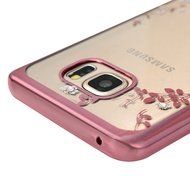 Note 5 Case,Samsung Galaxy Note 5 Case - Badalink Clear Soft TPU Case with Bling Shiny Diamonds Elegant Pink Flowers... N5
