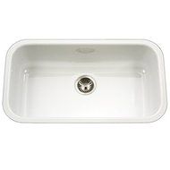 Houzer PCG-3600 WH Porcela Series Porcelain Enamel Steel Undermount Single Bowl Kitchen Sink, Large, White by...