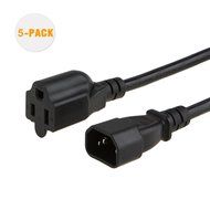 CableCreation [5-PACK] 1 Foot 18AWG Standard Computer Power Adapter Cord NEMA 5-15R to IEC320 C14, 0.3M / Black