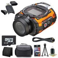 Ricoh WG-M1 14MP CMOS Action Camera (Orange) + 32GB microSD Class 10 Memory Card + Carrying Case + Micro HDMI...