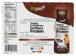 Orgain Organic Cold-Brew Coffee Plus Protein, Iced Mocha, 11.5 Ounce, 12 Count N9