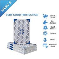 16x25x2 MERV 8 Pleated AC Furnace Air Filter - 4 PACK