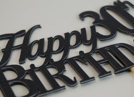 Black Happy 30th Birthday Cake Topper